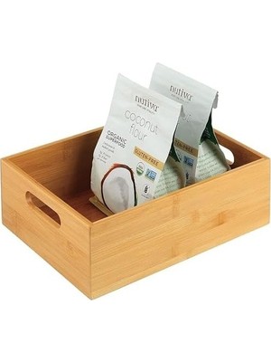 SBN - Store Prime Bambu Organizer Kutusu 2'li Set, Doğal Bambu Saklama Kutuları, Tutma Kulplu, Çok Amaçlı Düzenleyici, 31X21.5X10.5 cm ve 28X16.5X10.5 cm