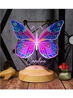 SBN - Store Prime Renkli Kelebek Kişiye Özel LED Lamba, Kelebek Tasarımlı Gece Lambası, Kelebek Desenli LED Lamba
