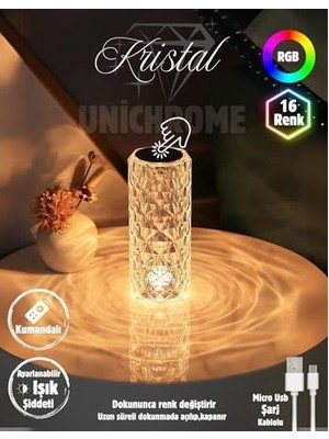 SBN - Store Prime Kristal LED Dokunmatik Sensör USB Şarjlı Masa Lambası Rgb Gece Lambası