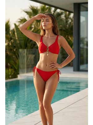 Sailor Moda Straplez Deniz Kabuğu Halkalı Kadın Bikini Takım