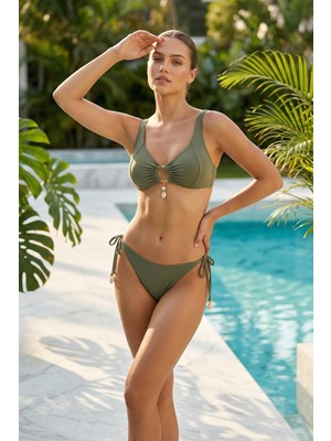 Sailor Moda Straplez Deniz Kabuğu Halkalı Kadın Bikini Takım