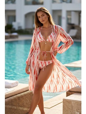 Sailor Moda Kaftan Pareolu Üçgen Brezilyan Kesim Bikini Takım