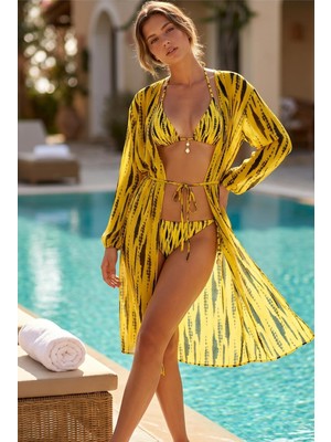 Sailor Moda Kaftan Pareolu Üçgen Brezilyan Kesim Bikini Takım