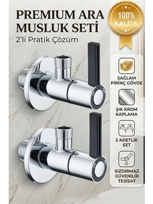 Banyonatural 1. Kalite Paslanmaz Pirinç Baston Krom Ara Musluk - Taharet Musluğu- 2 Adet