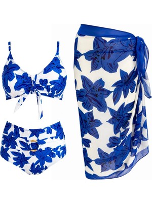 Sailor Moda Pareolu Halkalı Yüksek Bel Bikini Takım