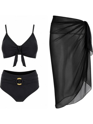 Sailor Moda Pareolu Halkalı Yüksek Bel Bikini Takım