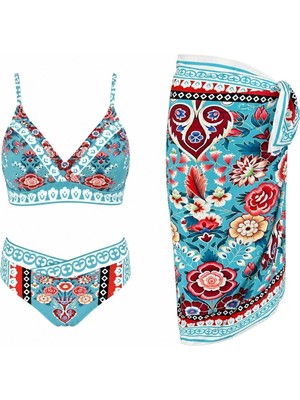 Sailor Moda Üçgen Pareolu Desenli Bikini Takım