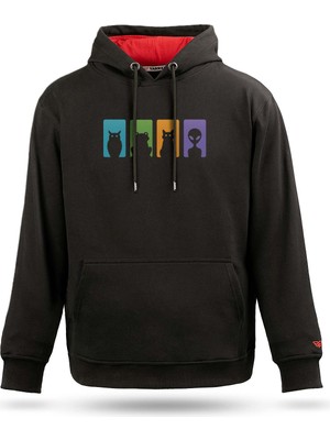 Tarrzzcom Night Watchers Hayvan Temalı Sanatsal Tasarım Kapüşonlu Unisex Sweatshirt