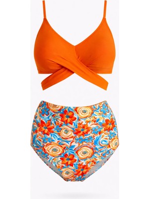 Sailor Moda Yüksek Bel Çapraz Bağcıklı Bikini Takım