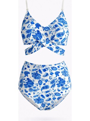Sailor Moda Yüksek Bel Çapraz Bağcıklı Bikini Takım