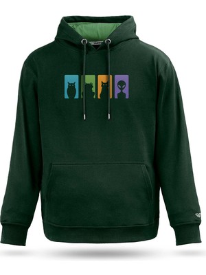Tarrzzcom Night Watchers Hayvan Temalı Sanatsal Tasarım Kapüşonlu Unisex Sweatshirt