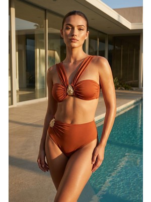 Sailor Moda Çapraz Askılı Aksesuarlı Tasarım Bikini Takım