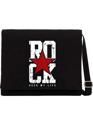 Zepplin Giyim Rock My Life Siyah Kanvas Postacı Çantası