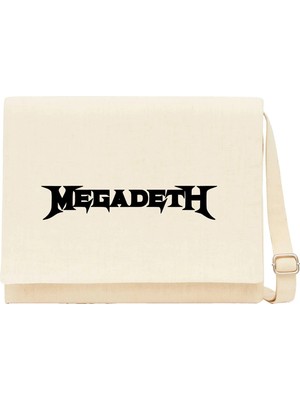 Zepplin Giyim Megadeth Text Krem Kanvas Postacı Çantası