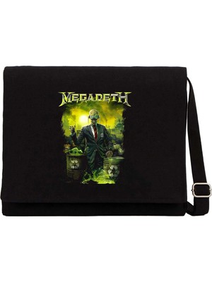 Zepplin Giyim Megadeth Waste Profit Siyah Kanvas Postacı Çantası
