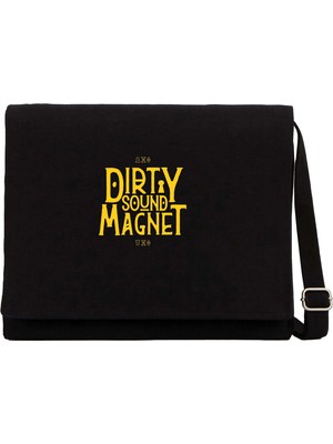 Zepplin Giyim Dirty Sound Magnet Text Siyah Kanvas Postacı Çantası