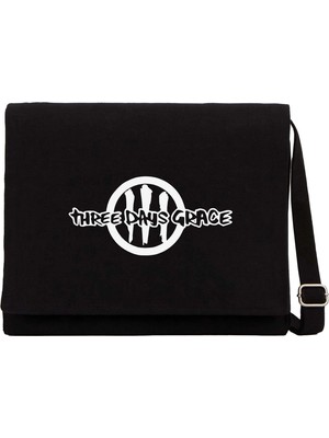 Zepplin Giyim Three Days Grace Logo Siyah Kanvas Postacı Çantası