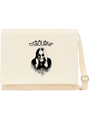 Zepplin Giyim Ozzy Osbourne Silüet Krem Kanvas Postacı Çantası