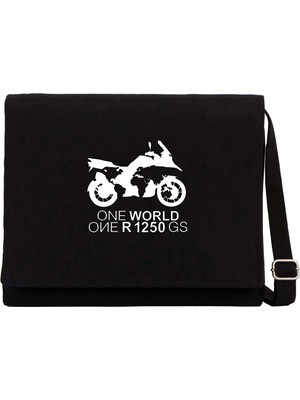 Zepplin Giyim One World 1250GS White Siyah Kanvas Postacı Çantası