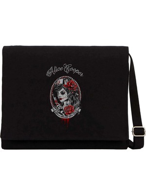 Zepplin Giyim Alice Cooper Nurse Rozetta Fan Club Siyah Kanvas Postacı Çantası