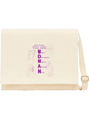 Zepplin Giyim Note To Self You Are Woman Krem Kanvas Postacı Çantası