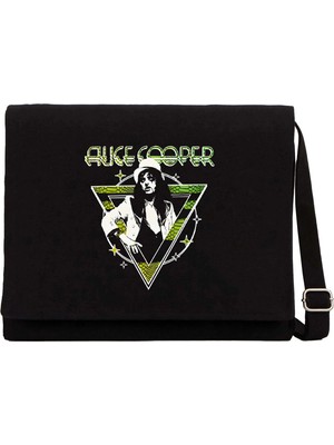 Zepplin Giyim Alice Cooper Welcome To My Nightmare Siyah Kanvas Postacı Çantası