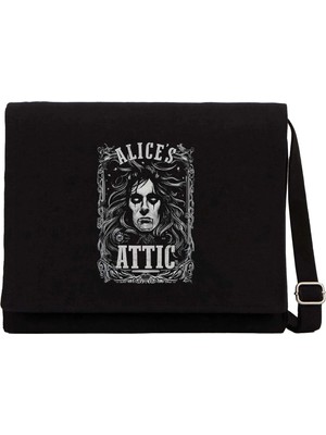 Zepplin Giyim Alice Cooper Alice's Attic Siyah Kanvas Postacı Çantası