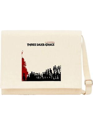 Zepplin Giyim Three Days Grace Alienation Album Krem Kanvas Postacı Çantası