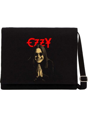 Zepplin Giyim Ozzy Osbounre Siyah Kanvas Postacı Çantası