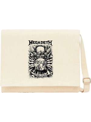 Zepplin Giyim Megadeth Years Of Metal Krem Kanvas Postacı Çantası