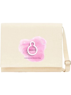 Zepplin Giyim Soft Pink Women’s Day Krem Kanvas Postacı Çantası