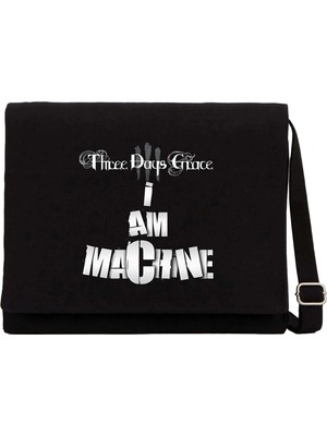 Zepplin Giyim Three Days Grace I Am Machıne Siyah Kanvas Postacı Çantası