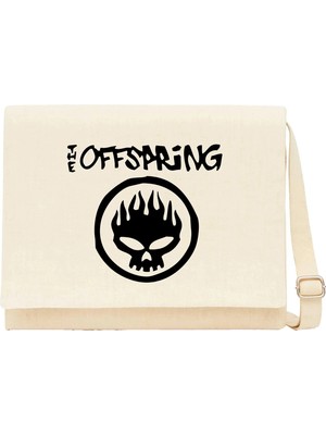 Zepplin Giyim The Offspring Logo Text Skull Krem Kanvas Postacı Çantası