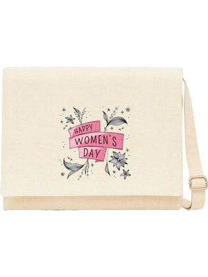 Zepplin Giyim Happy Women's Day Krem Kanvas Postacı Çantası