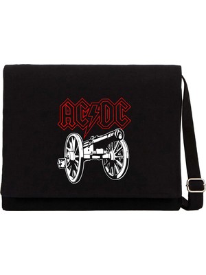 Zepplin Giyim Ac Dc About Rock Cannon Siyah Kanvas Postacı Çantası