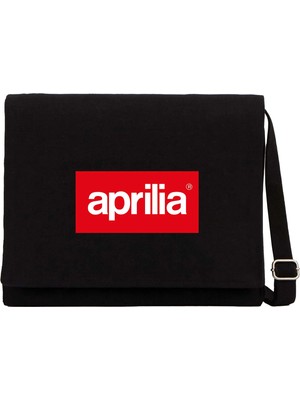 Zepplin Giyim Aprilia Logo Siyah Kanvas Postacı Çantası