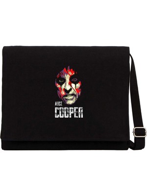Zepplin Giyim Alice Cooper Silüet Siyah Kanvas Postacı Çantası