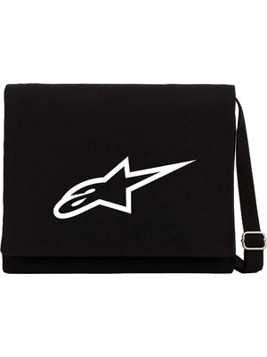 Zepplin Giyim Alpinestars White Logo Siyah Kanvas Postacı Çantası