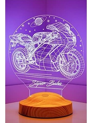 SBN - Store Prime Babaya Hediye Motosiklet, Babalar Günü Hediyesi Motor Hayranına 3D LED Lamba