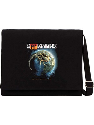 Zepplin Giyim Scorpions 60 Years Of Scorpions Siyah Kanvas Postacı Çantası