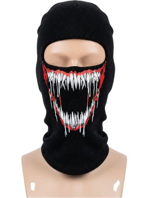 Nilya Unisex Canavar Diş Baskılı Balaklava 1 Adet Tek Beden Viskoz Kask Içi Motosiklet Maskesi