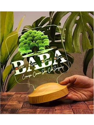 SBN - Store Babalar Günü Hediyesi, Babaya Hediye, Baba, Evimizin Çınarı Hediyesi, Renkli Isim Yazılı Kişiye Özel 3D LED Lamba