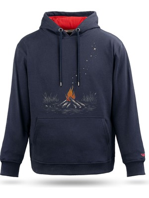 Tarrzzcom Kamp Ateşi Baskılı Doğa ve Kamp Temalı Tasarım Kapüşonlu Unisex Sweatshirt