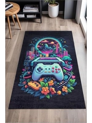 SBN - Store Melina Şönil Oyuncu Odası Halısı Kaymaz Pamuk Tabanlı Yıkanabilir Antibakteriyel Gamer, Gaming Halısı 100X150