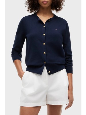 Tommy Hilfiger Logolu %100 Pamuk Regular Fit Düğmeli Kazak Kadın Kazak WW0WW42370 C1G