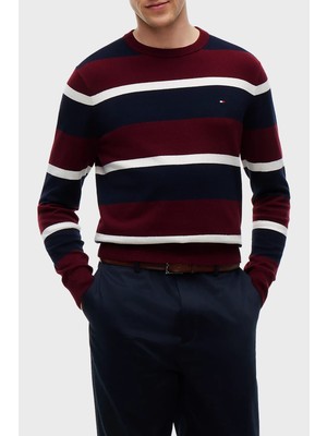 Tommy Hilfiger Pamuk ve Kaşmir Karışımlı Regular Fit Bisiklet Yaka Kazak Erkek Kazak MW0MW28046 0A7