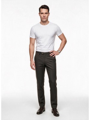 Ecer Erkek Normal Kesim Kumaş Pantolon Düğme Kapatmalı Cepli
