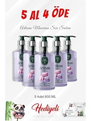 SBN - Store Prime Artisan 600 ml Macaron Sıvı Sabun 5 Al 4 Öde ve Rosie Pamuk