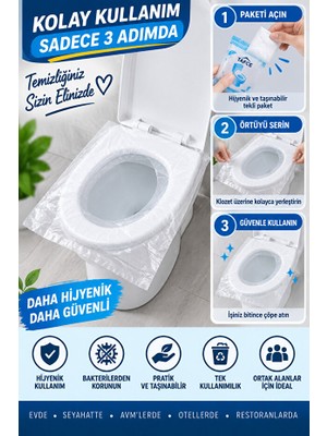 Safestore Taşınabilir 50 Adet Kullan At Hijyenik Klozet Kapağı Poşeti