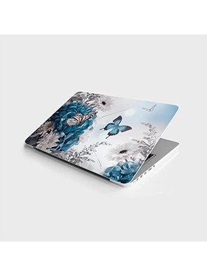 SBN - Store Prime Laptop Bilgisayar Notebook Pc Kaplama Etiketi Mavi Kelebek Çiçek